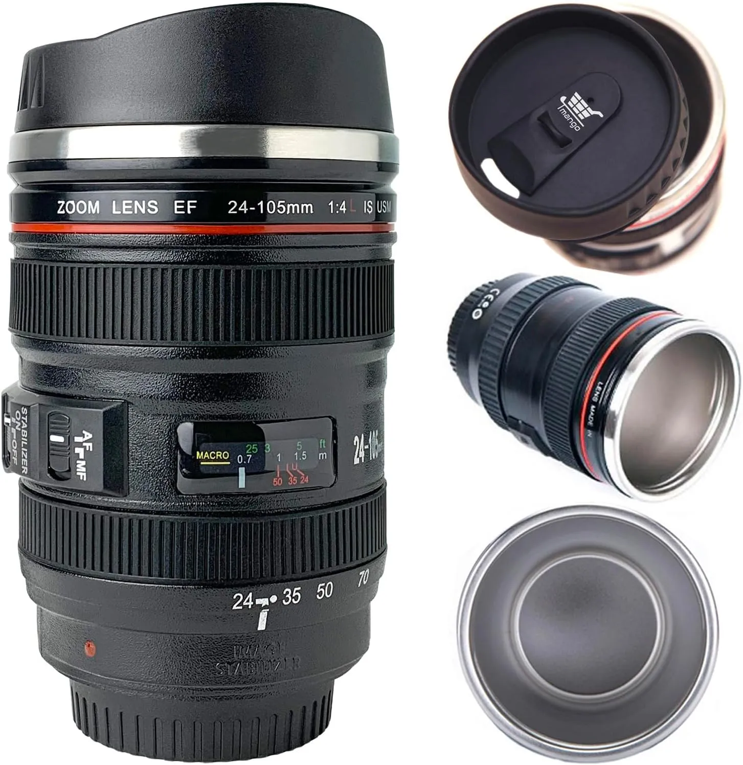 Camera Lens Coffee Mug with Slider Lid – Realistic Lens Replica